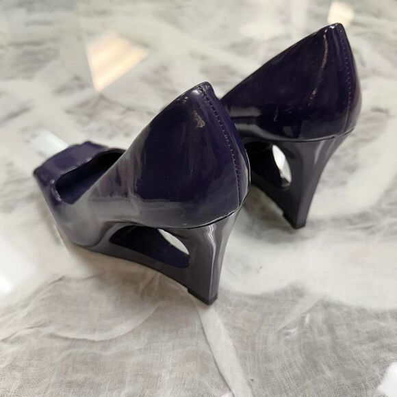 Funky Purple Cutout Wedge Heels - Picture 3 of 4